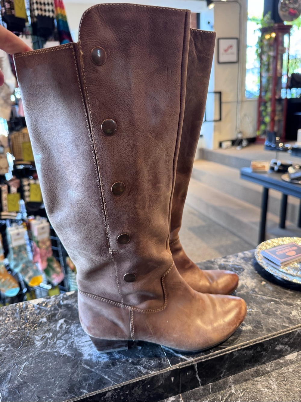 Sofft Women's Brown Leather Knee-High Button Boot